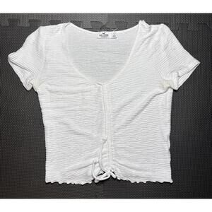 Hollister Shirt Womens Small White Top Golf Rugby Preppy Casual Outdoor Stretch